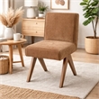 Sery Dining Side Chair Set of 2- Chocolate Brown Chenille- Wood Legs