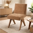 Sery Dining Side Chair Set of 2- Chocolate Brown Chenille- Wood Legs