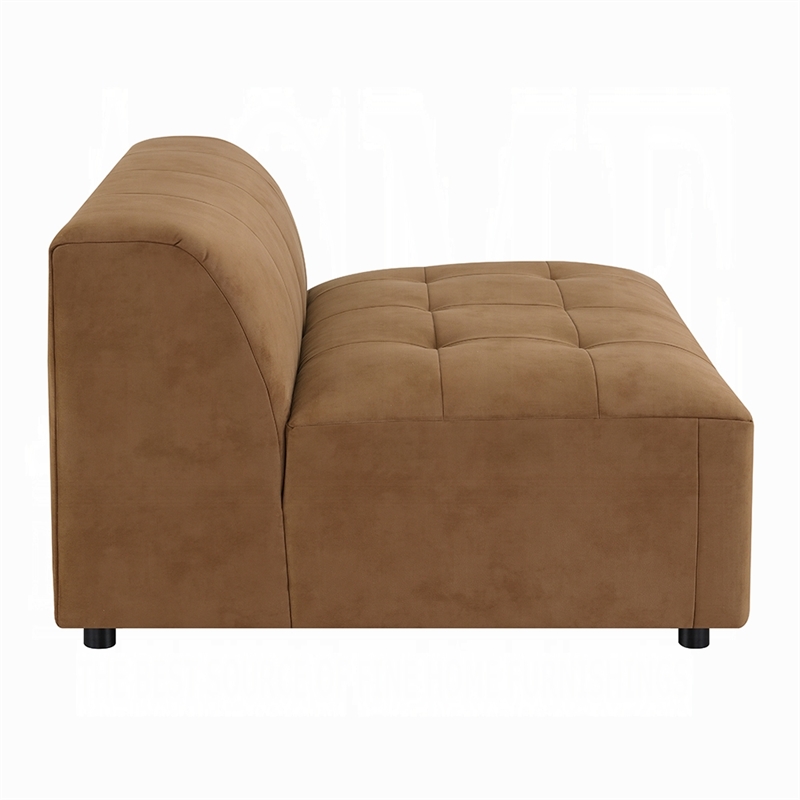 Sery Modular Armless Chair- Chocolate Brown Suede Tight Seat and Low Back