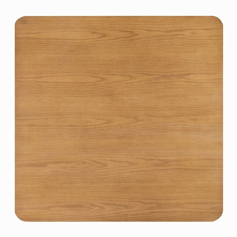 Sery Coffee Table- 48 Inch Square Top with Open Lower Shelf- Oak Brown