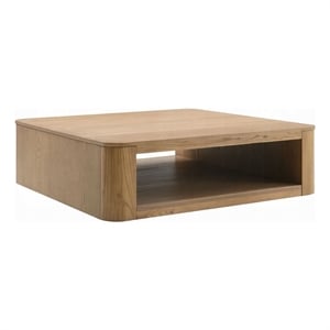 Sery Coffee Table- 48 Inch Square Top with Open Lower Shelf- Oak Brown