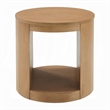 Sery Side End Table- 22 Inch Round Top with Open Lower Shelf- Oak Brown
