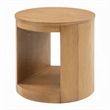 Sery Side End Table- 22 Inch Round Top with Open Lower Shelf- Oak Brown