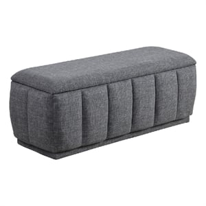 Jia Storage Bench- Wide Channel Tufted Gray Polyester 47 Inch