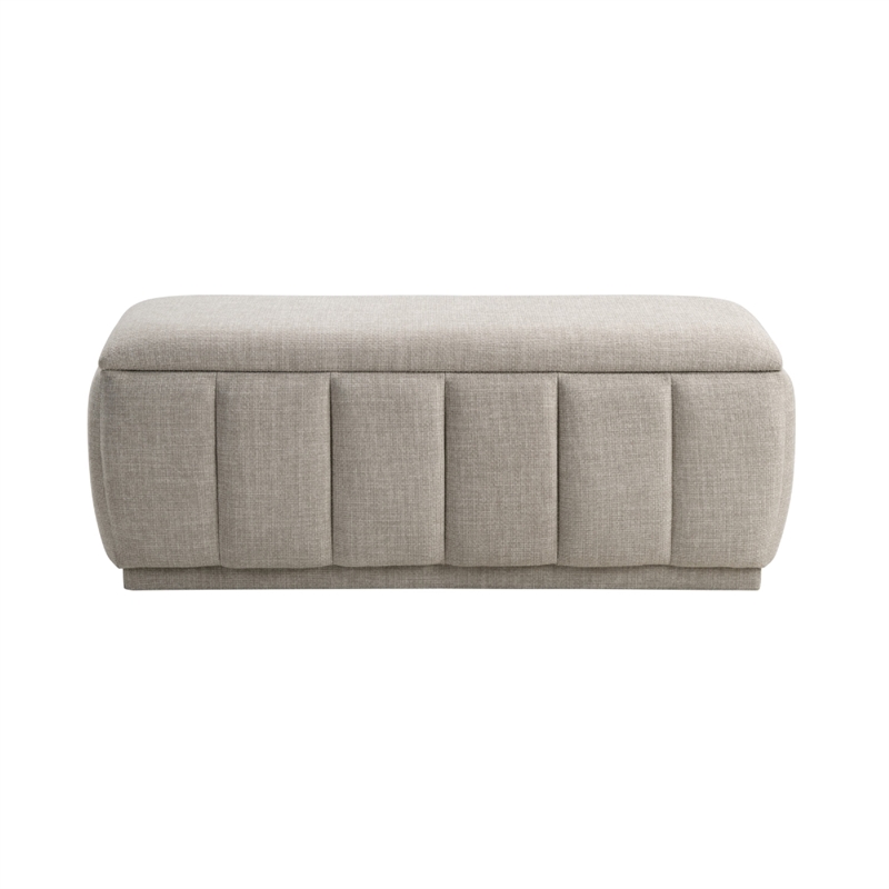 Jia Storage Bench- Wide Channel Tufted Taupe Polyester 47 Inch