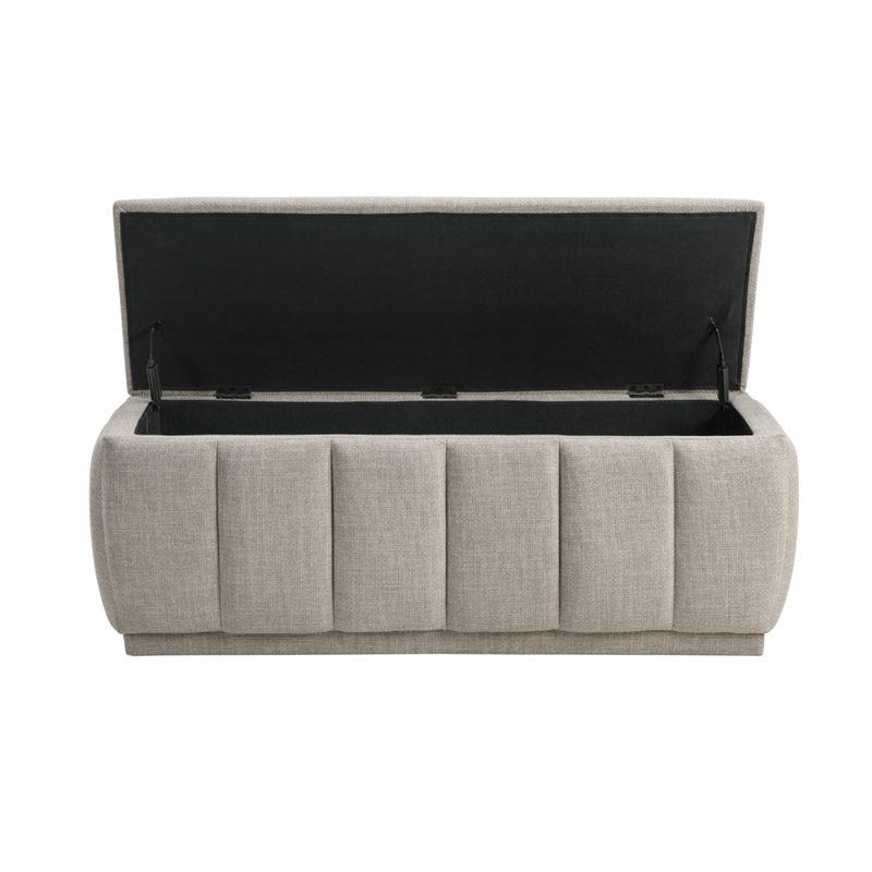 Jia Storage Bench- Wide Channel Tufted Taupe Polyester 47 Inch