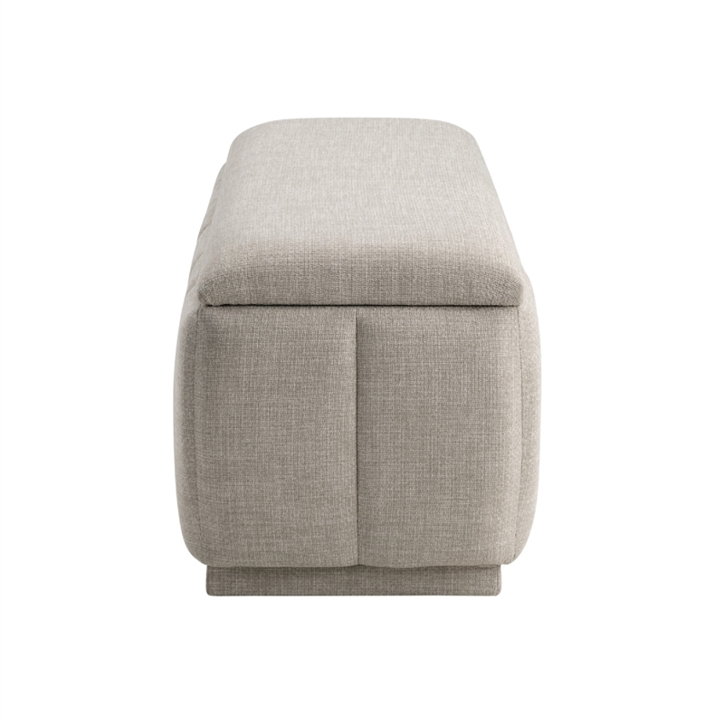 Jia Storage Bench- Wide Channel Tufted Taupe Polyester 47 Inch