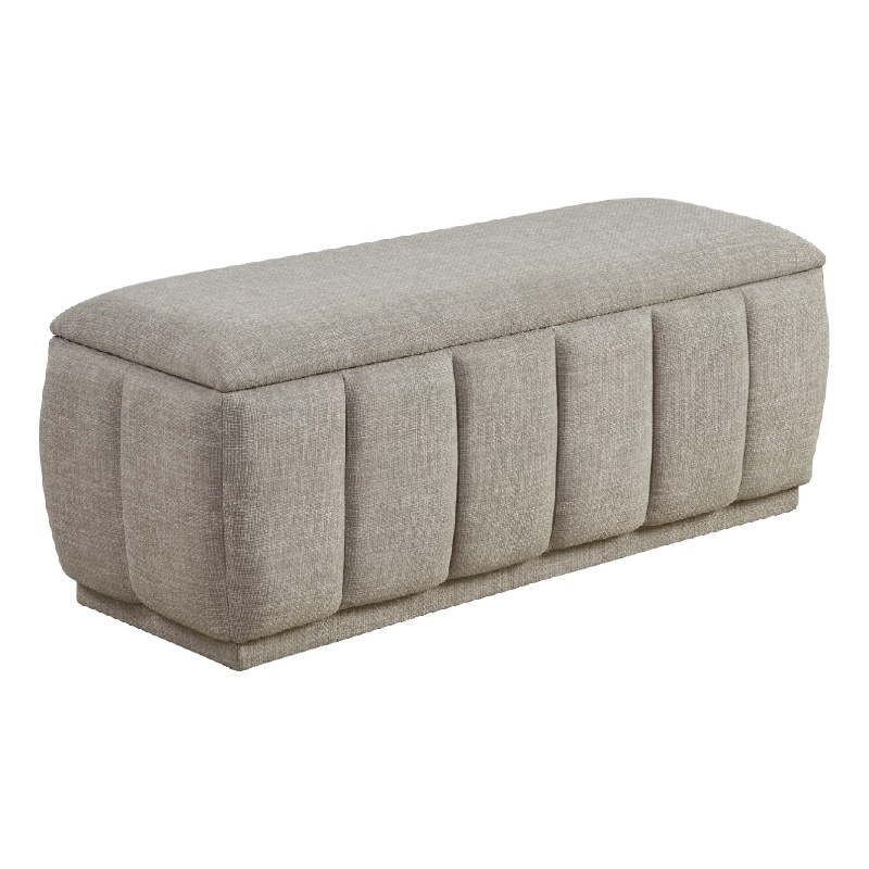 Jia Storage Bench- Wide Channel Tufted Taupe Polyester 47 Inch