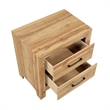 Adia Nightstand- 2 Drawer with Black Nickel Handles- Natural Brown