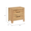 Adia Nightstand- 2 Drawer with Black Nickel Handles- Natural Brown