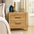 Adia Nightstand- 2 Drawer with Black Nickel Handles- Natural Brown