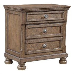 Bely Nightstand- 3 Drawers- Bun Feet- Antique Brown Sculpted Frame