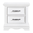 Yal Nightstand- 2 Drawers w Black Nickel Bar Handles- White Finish