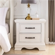 Yal Nightstand- 2 Drawers w Black Nickel Bar Handles- White Finish