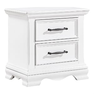 Yal Nightstand- 2 Drawers w Black Nickel Bar Handles- White Finish