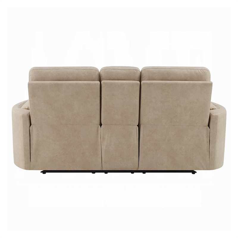 Sonny Manual Motion Recliner Loveseat with Console- Dark Beige Microfiber