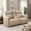 Sonny Manual Motion Recliner Loveseat with Console- Dark Beige Microfiber