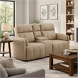 Sonny Manual Motion Recliner Loveseat with Console- Dark Beige Microfiber
