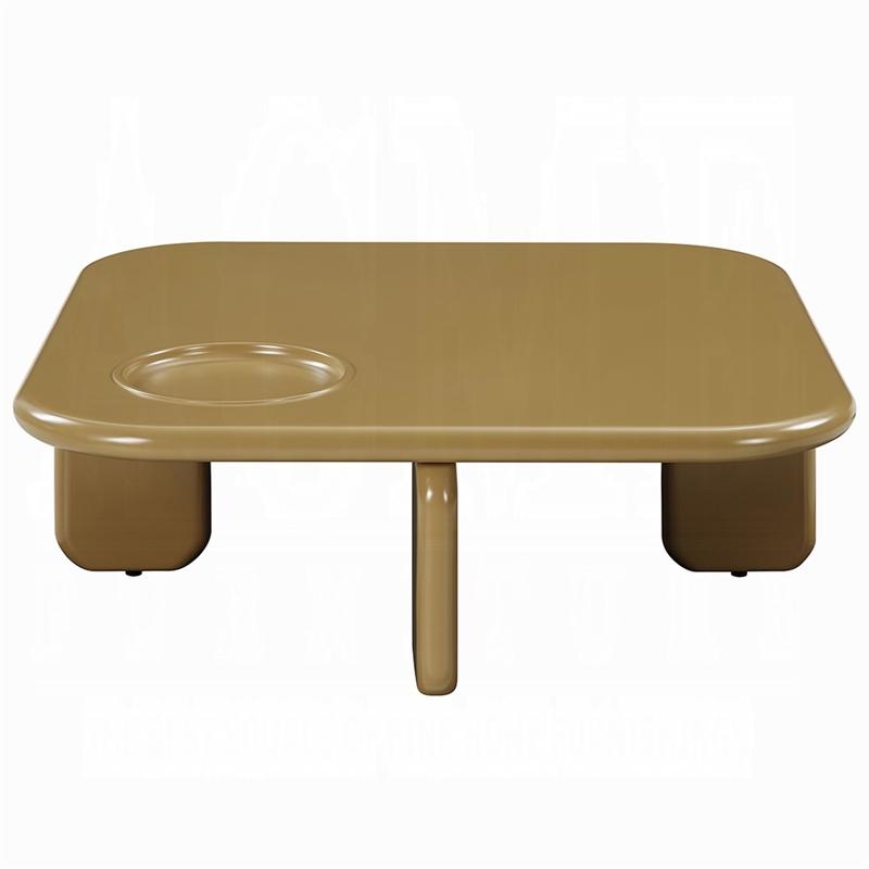 Jeny Coffee Table- 35 Inch Square Top with Rounded Corners- Yellow Brown