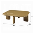 Jeny Coffee Table- 35 Inch Square Top with Rounded Corners- Yellow Brown