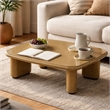 Jeny Coffee Table- 35 Inch Square Top with Rounded Corners- Yellow Brown