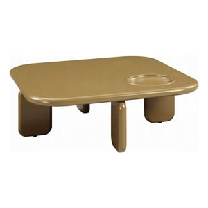 Jeny Coffee Table- 35 Inch Square Top with Rounded Corners- Yellow Brown