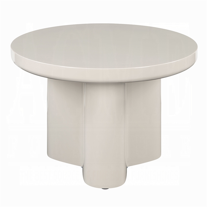 Jeny Side End Table- 24 Inch Round Top with Pedestal Base- Light Gray