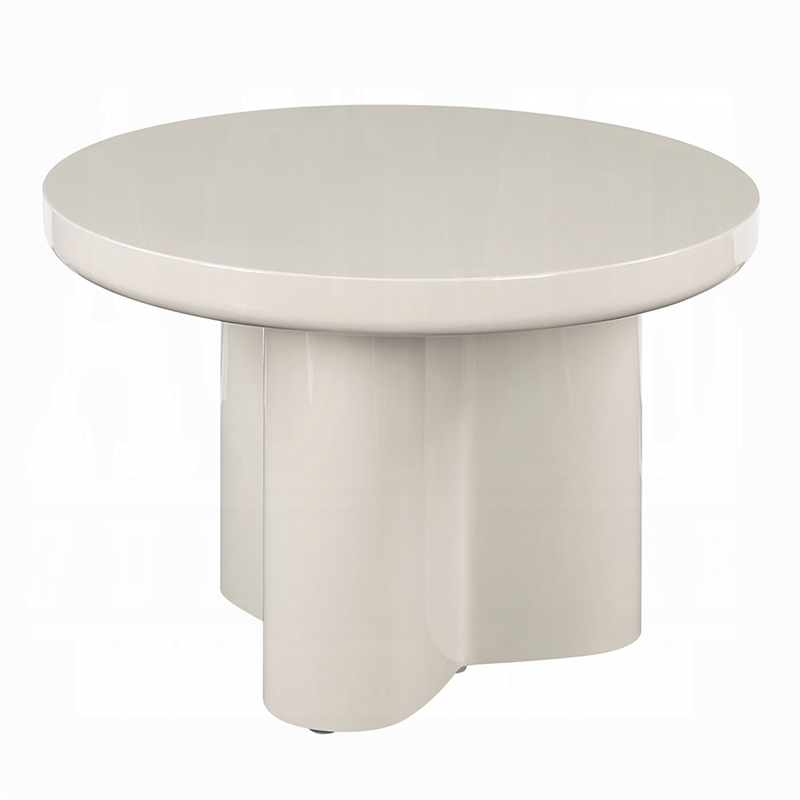 Jeny Side End Table- 24 Inch Round Top with Pedestal Base- Light Gray