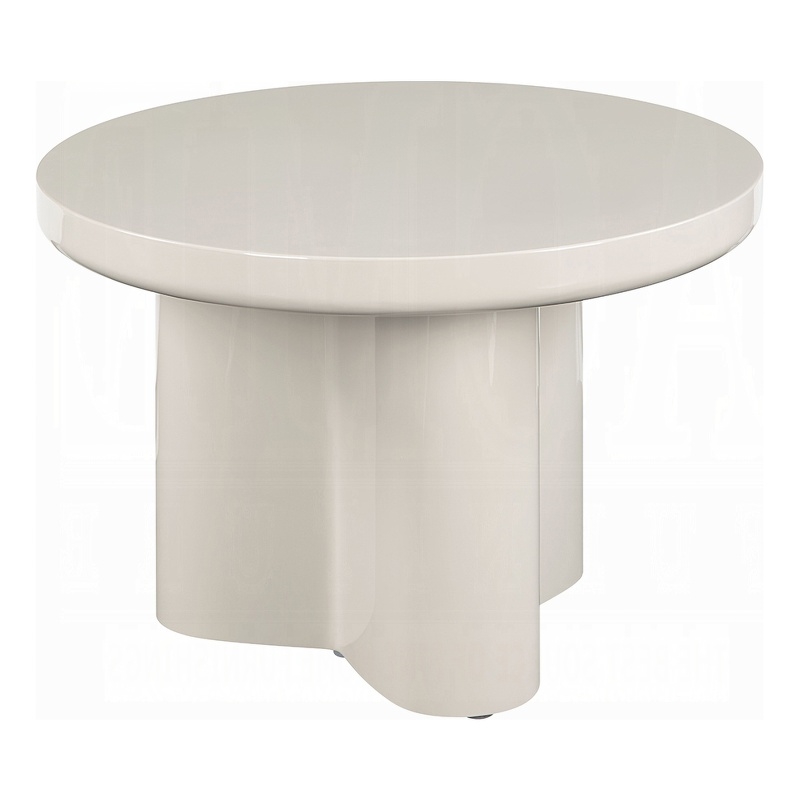 Jeny Side End Table- 24 Inch Round Top with Pedestal Base- Light Gray