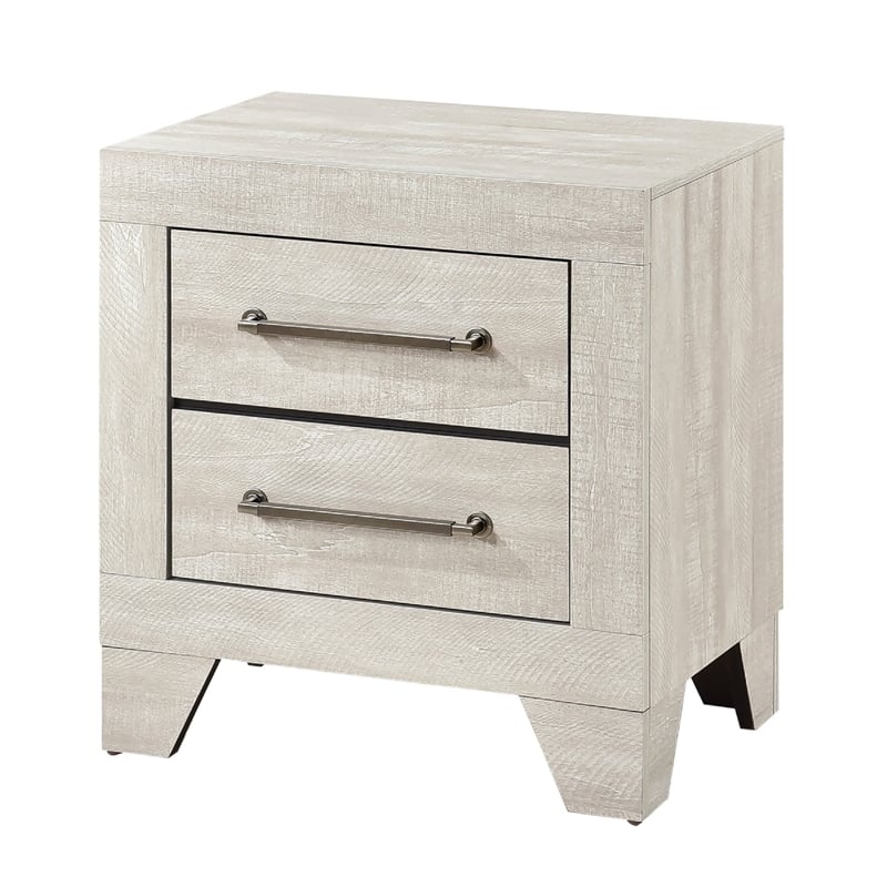Ava Nightstand- 2 Drawers w Antique Silver Bar Handles- Dusty Gray