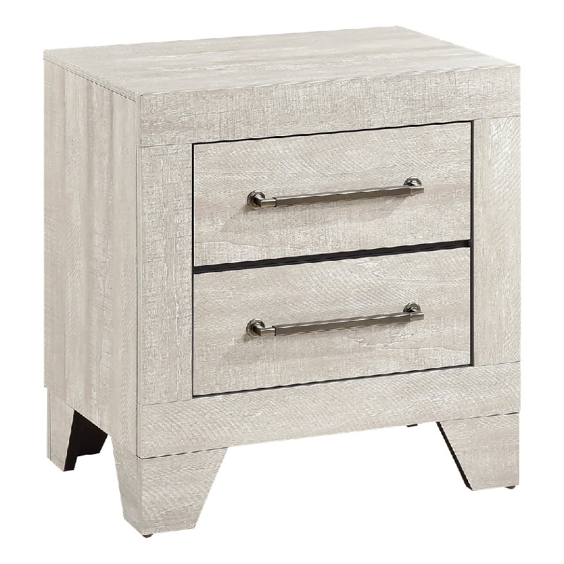 Ava Nightstand- 2 Drawers w Antique Silver Bar Handles- Dusty Gray
