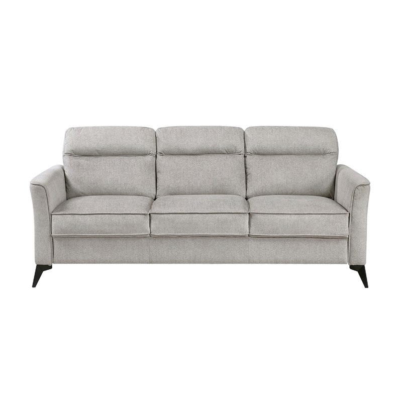 Teli Sofa- Light Tan Brown Microfiber- Black Metal Legs- 79 Inch