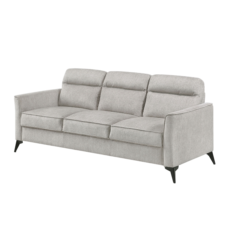Teli Sofa- Light Tan Brown Microfiber- Black Metal Legs- 79 Inch