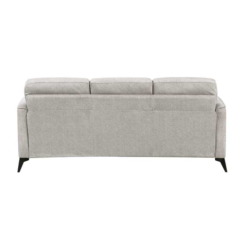 Teli Sofa- Light Tan Brown Microfiber- Black Metal Legs- 79 Inch