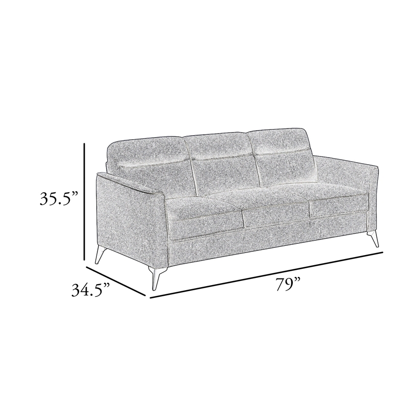 Teli Sofa- Light Tan Brown Microfiber- Black Metal Legs- 79 Inch