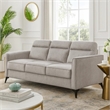 Teli Sofa- Light Tan Brown Microfiber- Black Metal Legs- 79 Inch