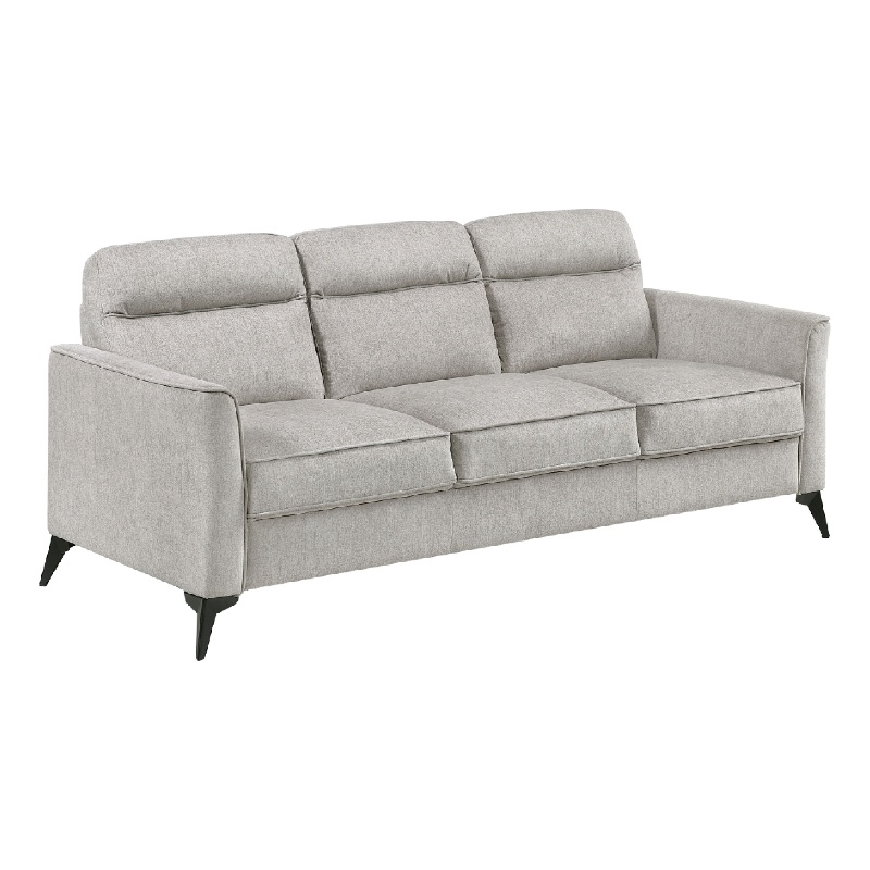 Teli Sofa- Light Tan Brown Microfiber- Black Metal Legs- 79 Inch