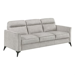 Teli Sofa- Light Tan Brown Microfiber- Black Metal Legs- 79 Inch