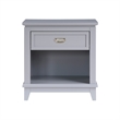 Sely Nightstand- Open Cubby and Drawer- Nickel Handle- Gray- 26 Inch