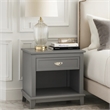 Sely Nightstand- Open Cubby and Drawer- Nickel Handle- Gray- 26 Inch