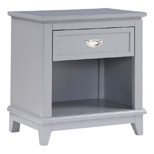 Sely Nightstand- Open Cubby and Drawer- Nickel Handle- Gray- 26 Inch