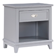 Sely Nightstand- Open Cubby and Drawer- Nickel Handle- Gray- 26 Inch
