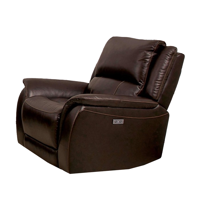 Gem Power Recliner Chair- Wall Hugger- Espresso Brown Top Grain Leather