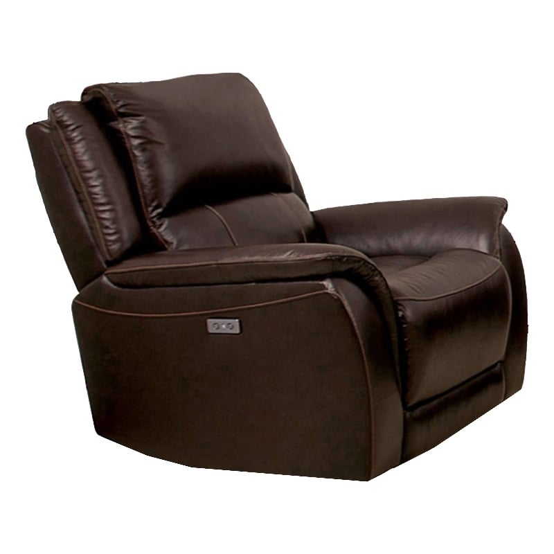 Gem Power Recliner Chair- Wall Hugger- Espresso Brown Top Grain Leather