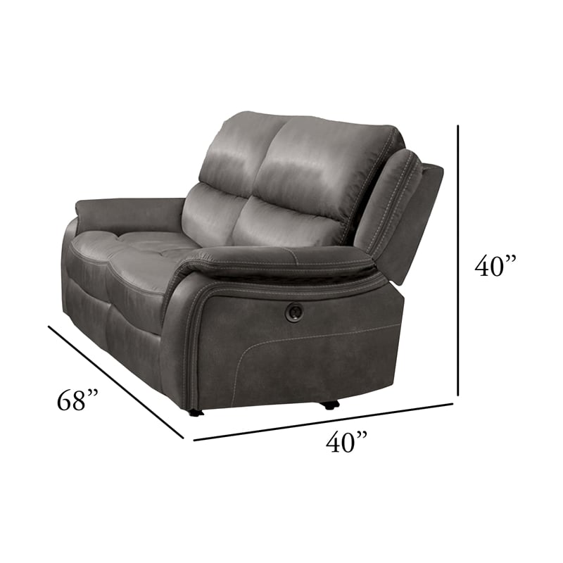 Heny Manual Reclining Loveseat- Pillow Tufted Back- Dark Gray 68 Inch