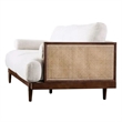 Senu Loveseat- 2 Pillows- Beige Cushion- Walnut Brown Rattan 65 Inch