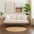 Senu Loveseat- 2 Pillows- Beige Cushion- Walnut Brown Rattan 65 Inch