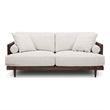 Senu Loveseat- 2 Pillows- Beige Cushion- Walnut Brown Rattan 65 Inch