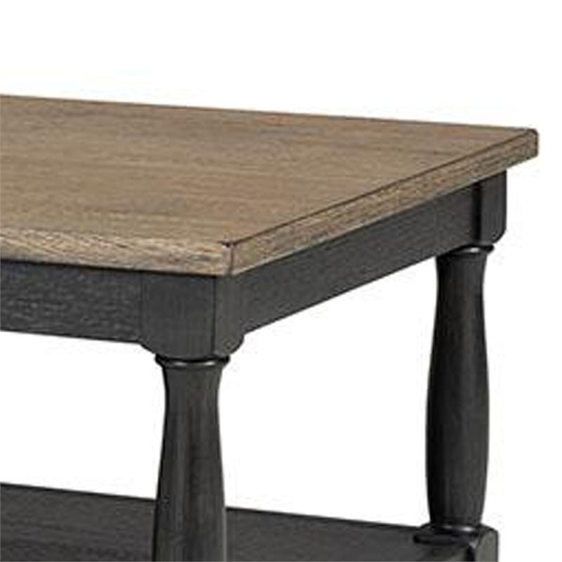 Ginie Coffee Table- 2 Tone Rustic Black- Brown Rubberwood- 48 Inch