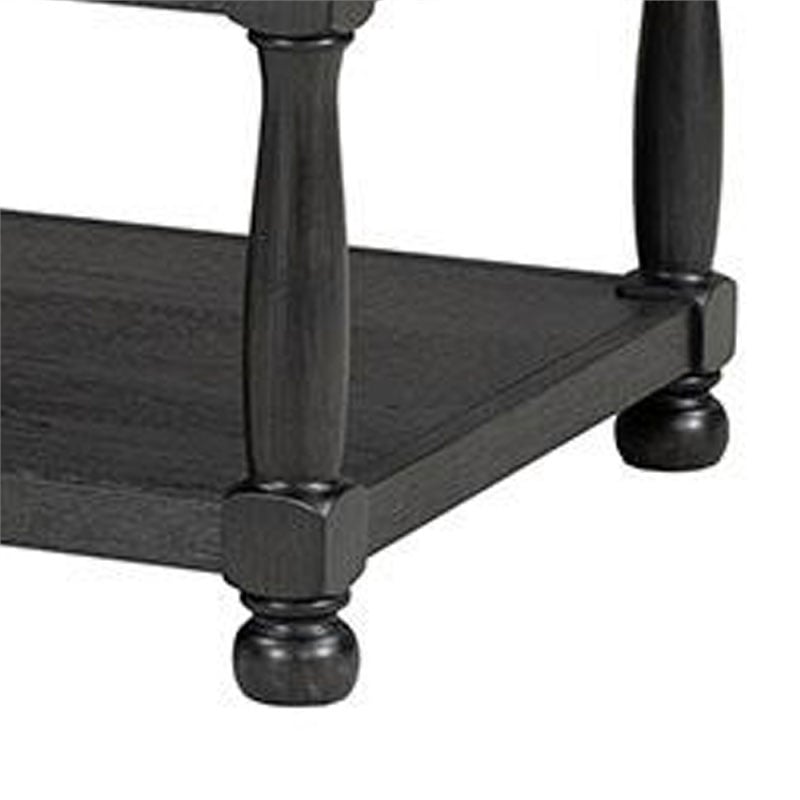 Ginie Coffee Table- 2 Tone Rustic Black- Brown Rubberwood- 48 Inch
